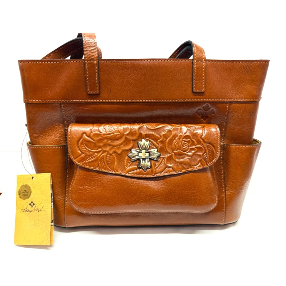 Patricia Nash Alviano Leather Shopper Tote Bag- TOOLED TAN TOOLED NWTS SEE PICS
